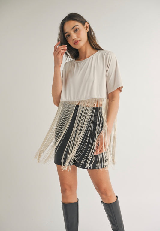 Cropped Long Fringed Top